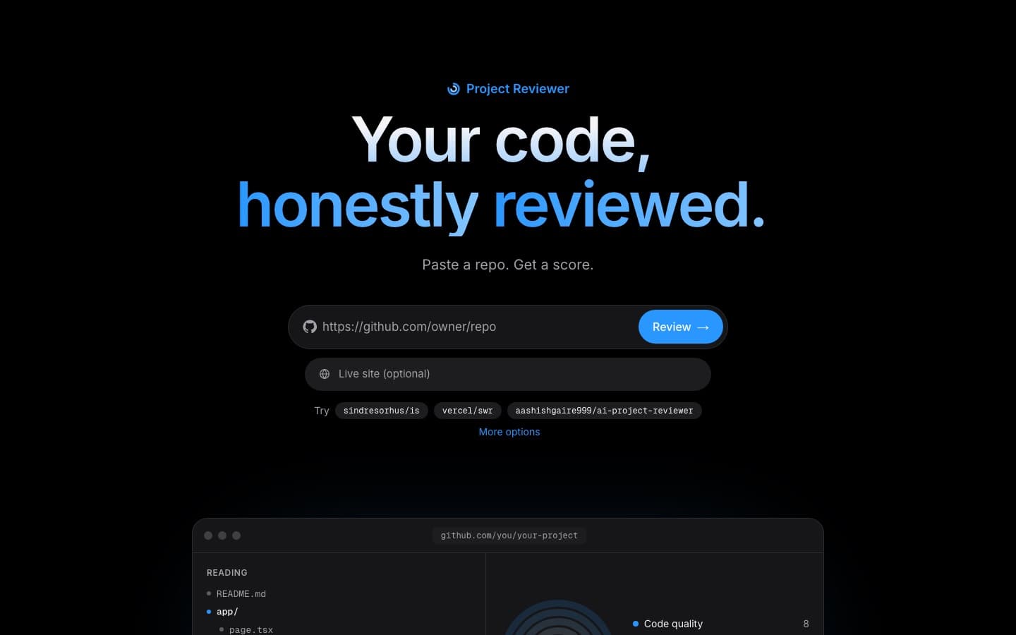 AI Project Reviewer screenshot